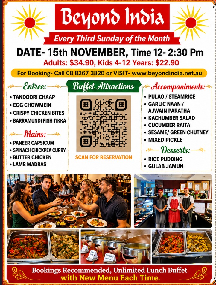 Beyond India Buffet Menu Flyer
